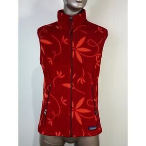 Patagonia Women's Synchilla Vest Ginni Chili Red Sz M Medium Euc Fleece Zipper